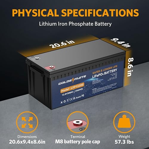 GOLDENMATE 12V 50Ah LiFePO4 Battery, 10 Years Lifespan GOLDENMATE 12V 50Ah LiFePO4 Battery, 10 Years Lifespan